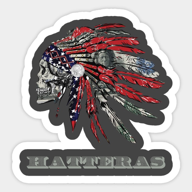 Hatteras Native American Indian Flag Money Headress Sticker by The Dirty Gringo